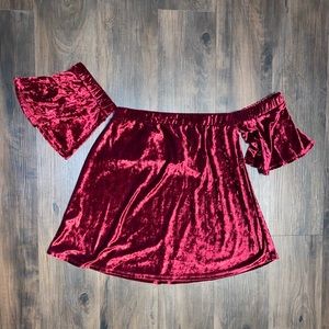 Off the shoulder velvet top